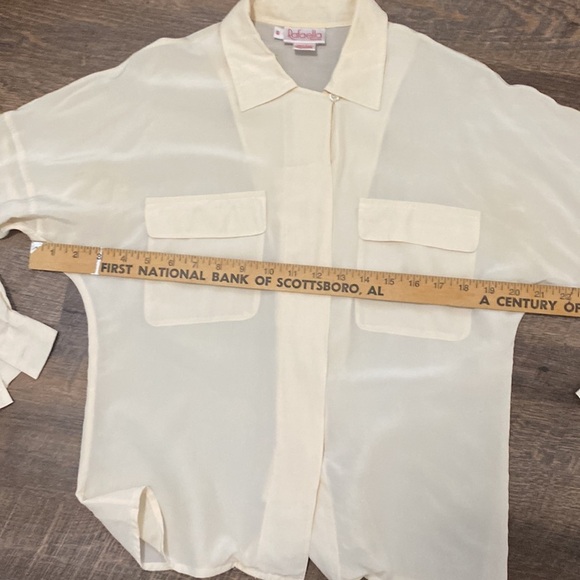 RAFAELLA PETITES 100% SILK BUTTON UP LONG DOLMAN SLEEVE CROSSOVER HIDDEN BUTTON - Picture 9 of 10